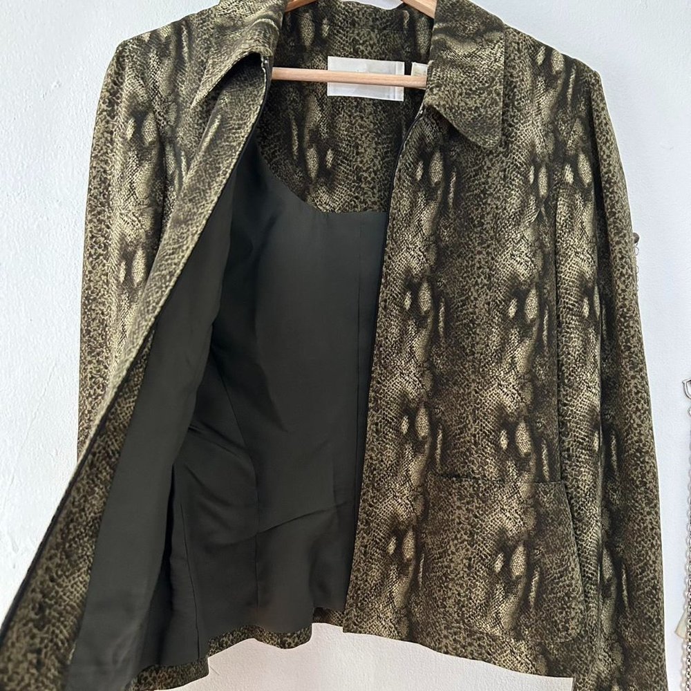 vintage 90s snakeskin patterned jacket/skirt